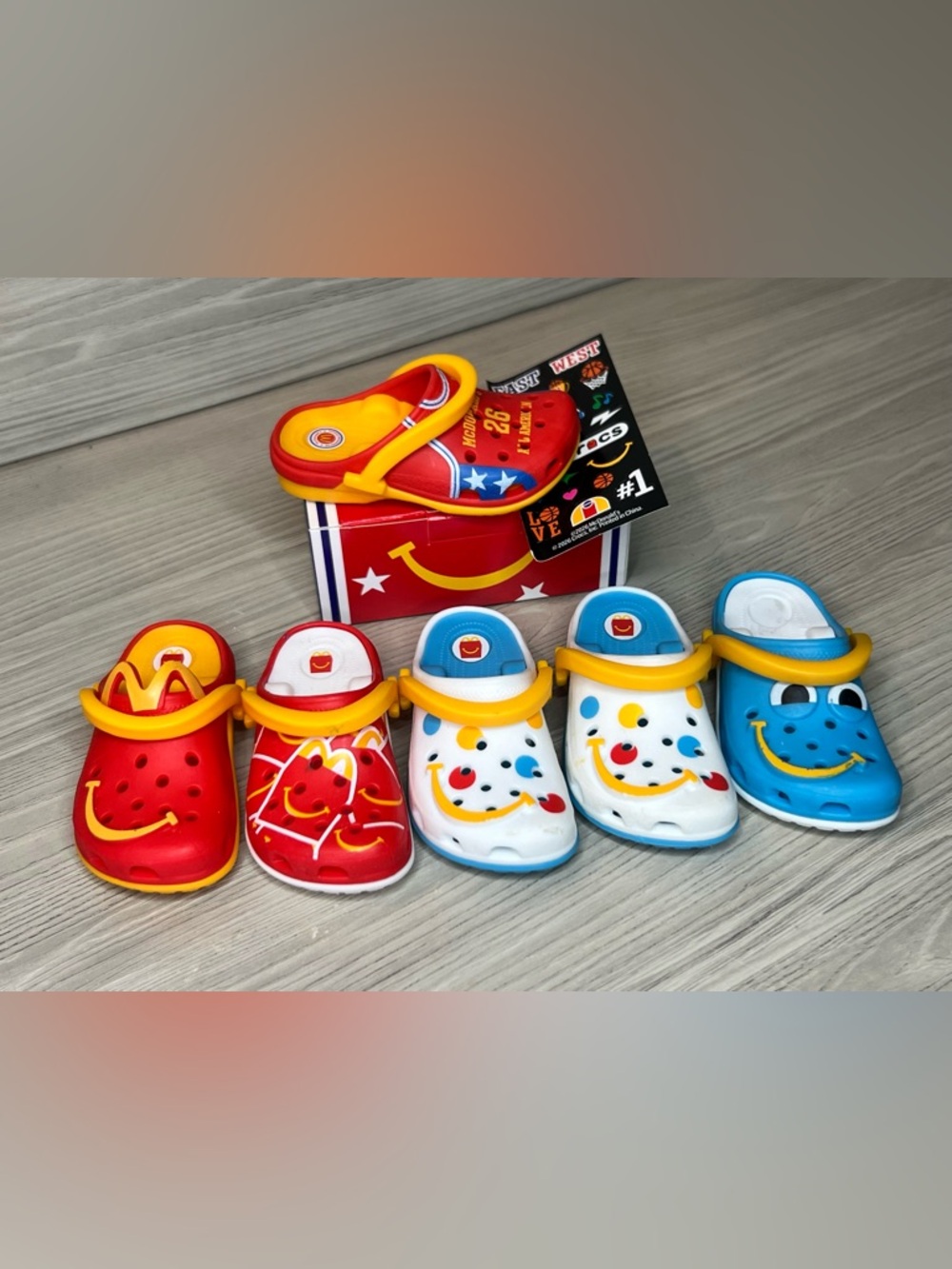 McDonalds CROCS Shoes Lot Of 6 Character Happy Meal Mini Key Chain Toy 2024